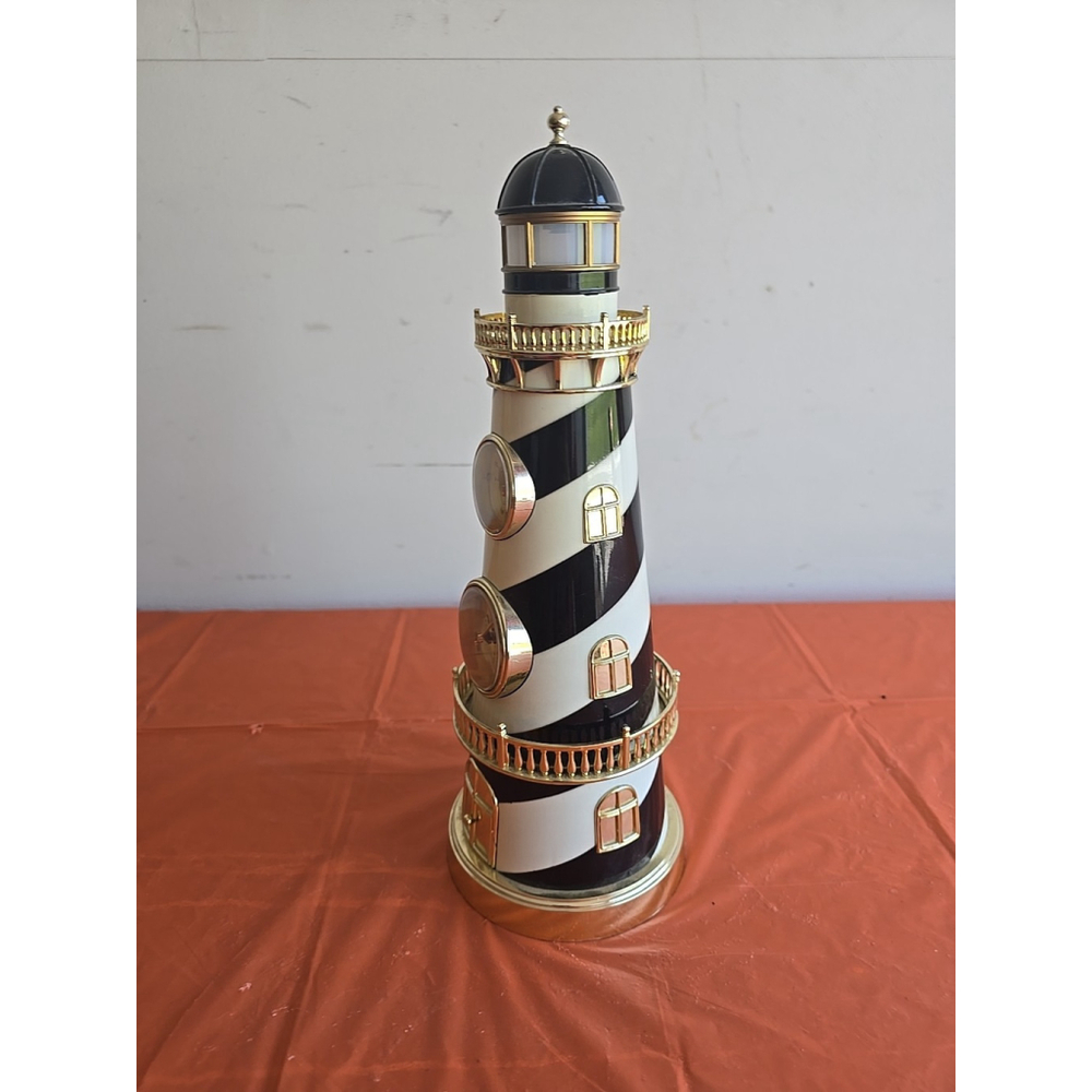 Lighthouse Clock & Thermometer-Lights Up & Plays Music -Hidden Drawer-Rare Find - Picture 2 of 6